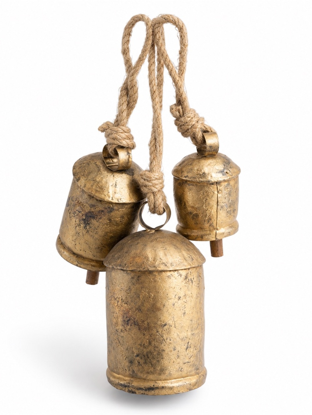 Amazon Brass Bell Trio in Antique Gold Finish